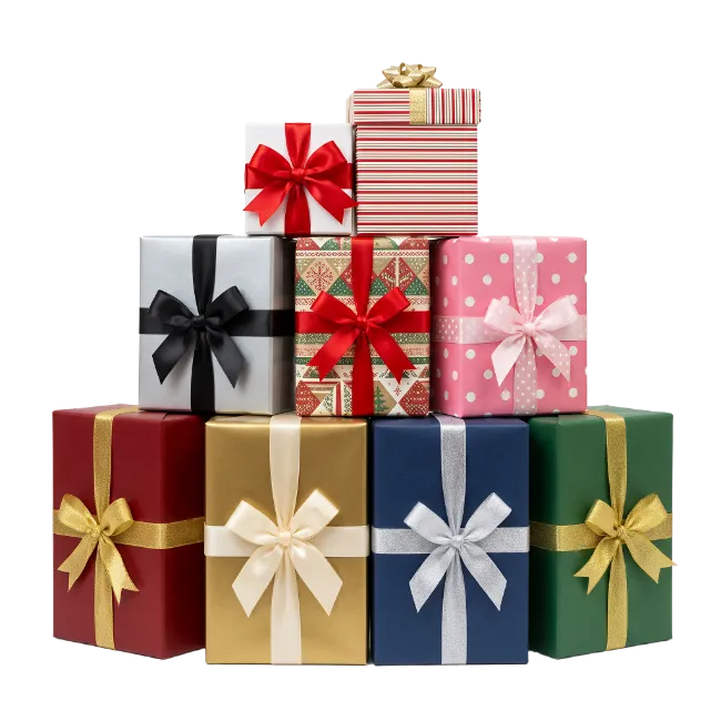 Stack of Colorful Wrapped Gift Boxes