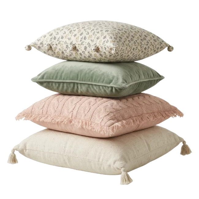 Stack of Decorative Throw Pillows