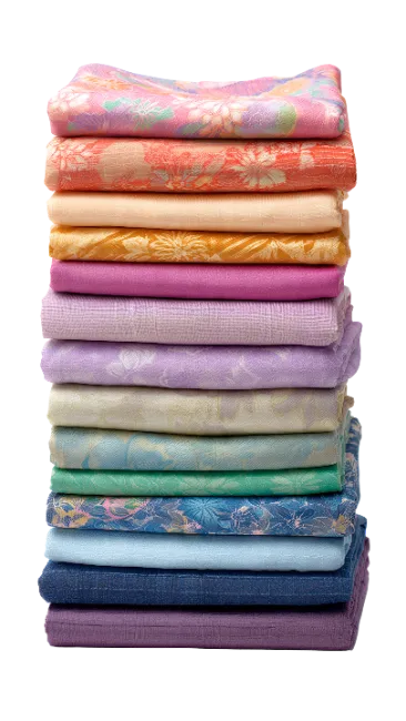 Stack of folded colorful fabric textiles