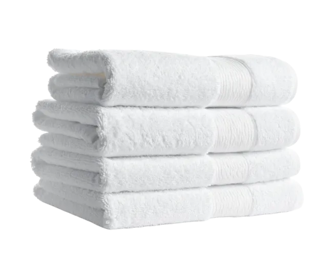 Stack of folded white fluffy bath towels