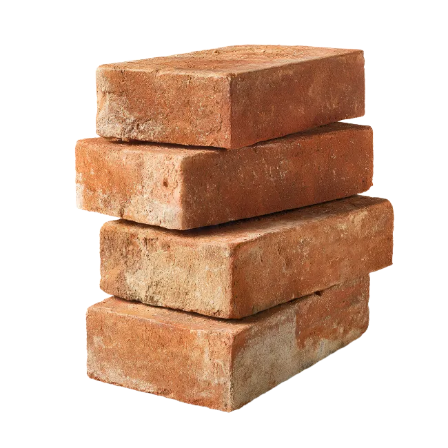 Stack of four red clay bricks