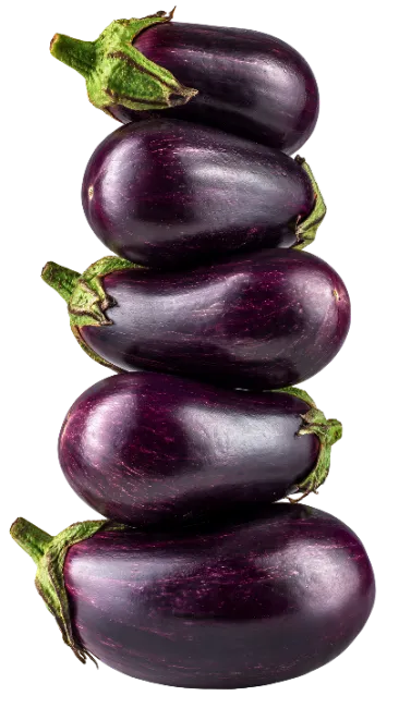 Stack of Fresh Purple Eggplants
