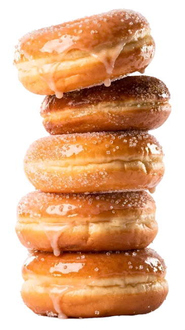 Stack of glazed sugar donuts
