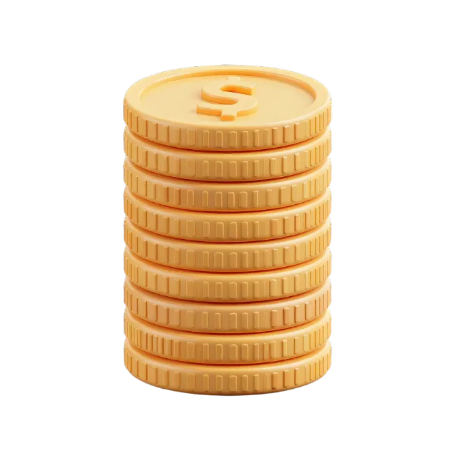 Stack of Gold Dollar Coins