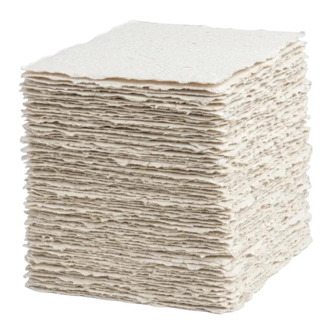 Stack of handmade textured paper sheets