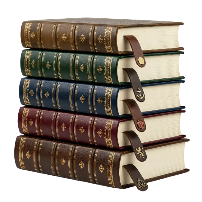 Stack of Leather Bound Books