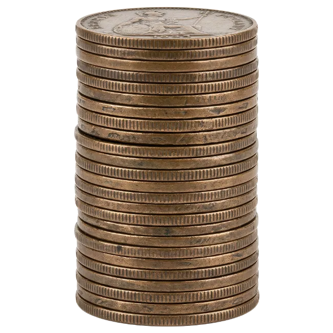 Stack of Old British Bronze Coins