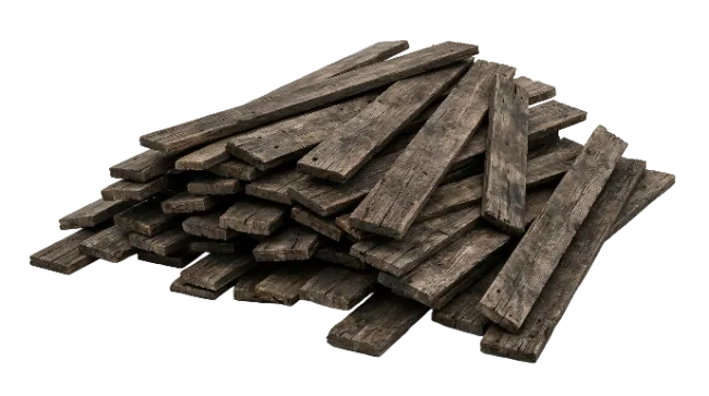 Stack of Old Weathered Wooden Planks