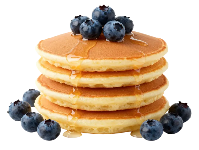 Stack of Pancakes with Blueberries and Syrup