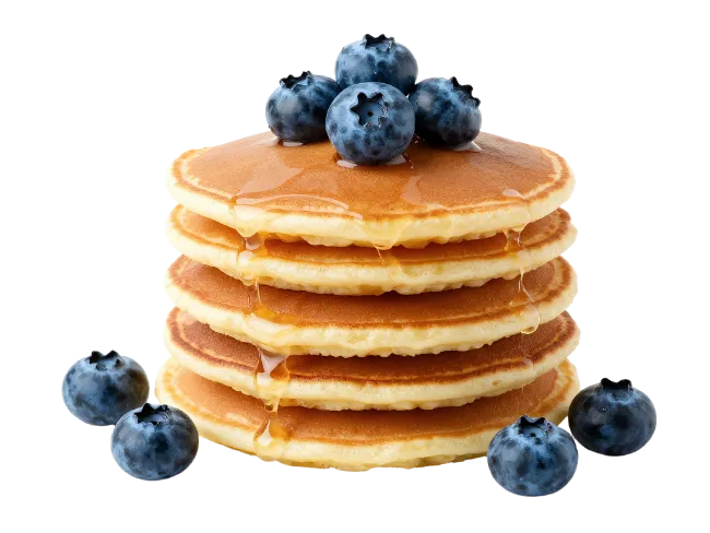 Stack of Pancakes with Blueberries and Syrup