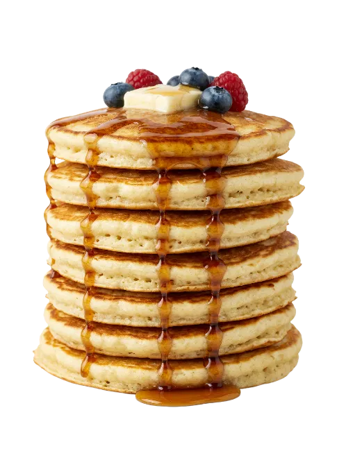 Stack of Pancakes with Syrup and Berries