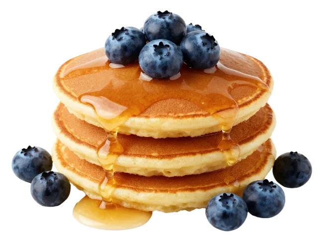 Stack of Pancakes with Syrup and Blueberries