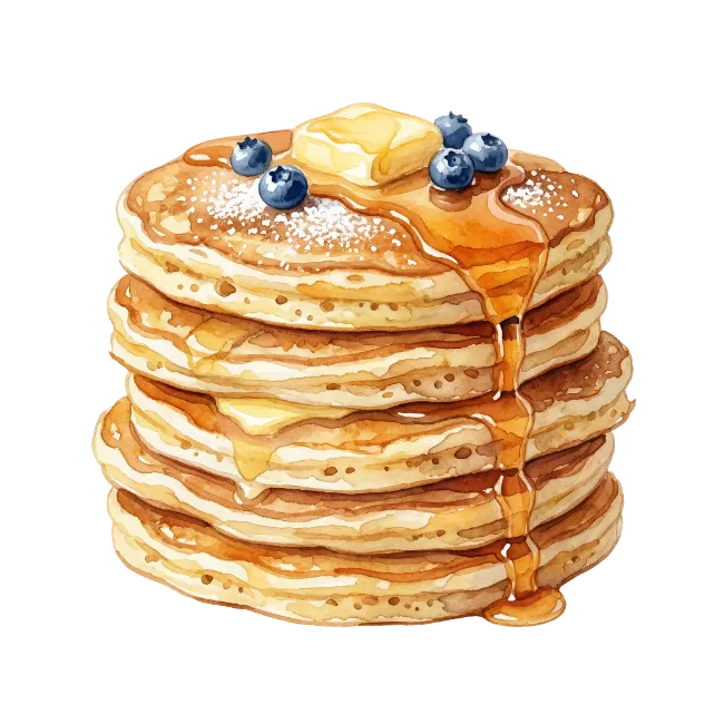 Stack of Pancakes with Syrup and Blueberries