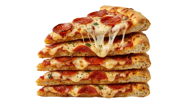 Stack of Pepperoni Pizza Slices with Melting Cheese