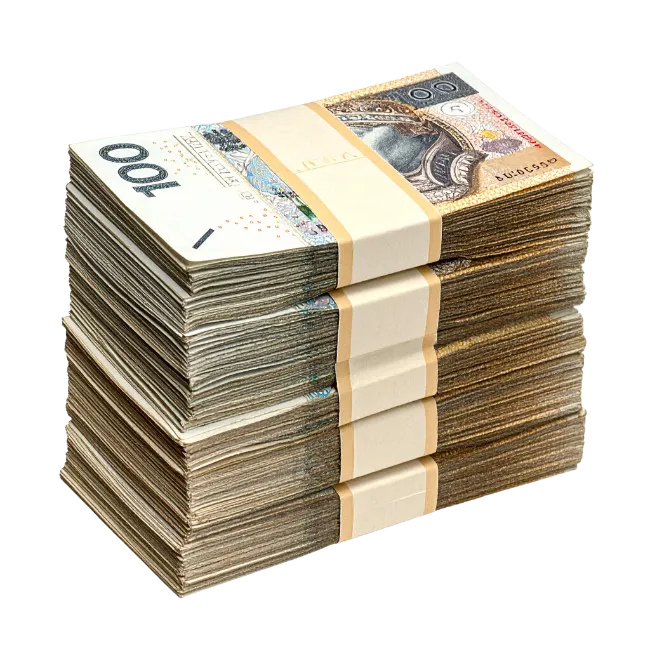 Stack of Polish currency banknotes
