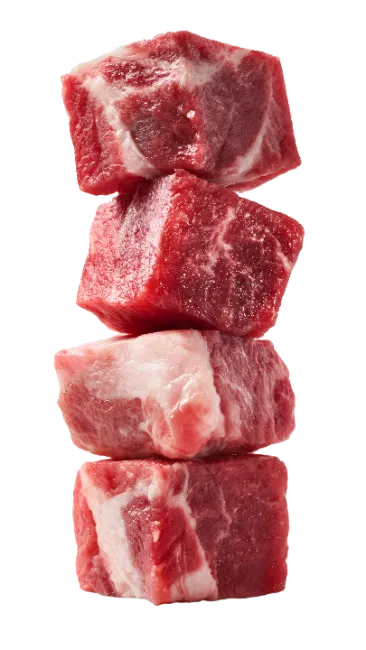 Stack of Raw Beef Cubes