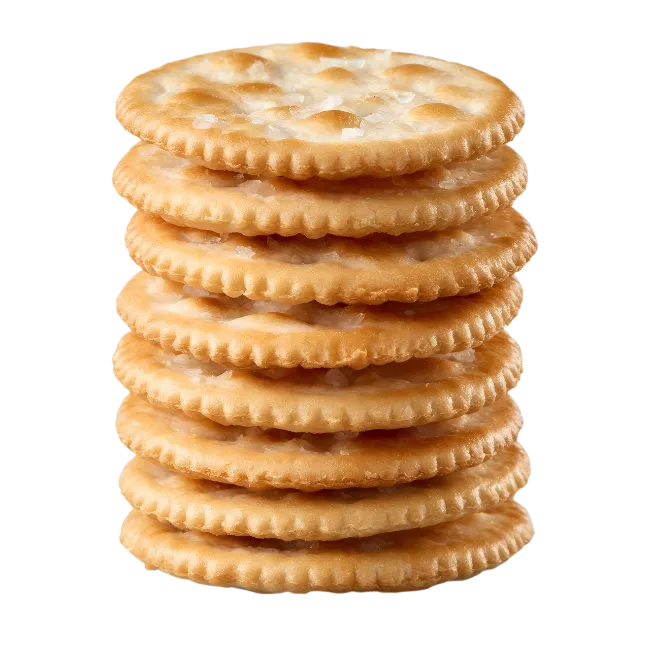 Stack of Round Salted Crackers