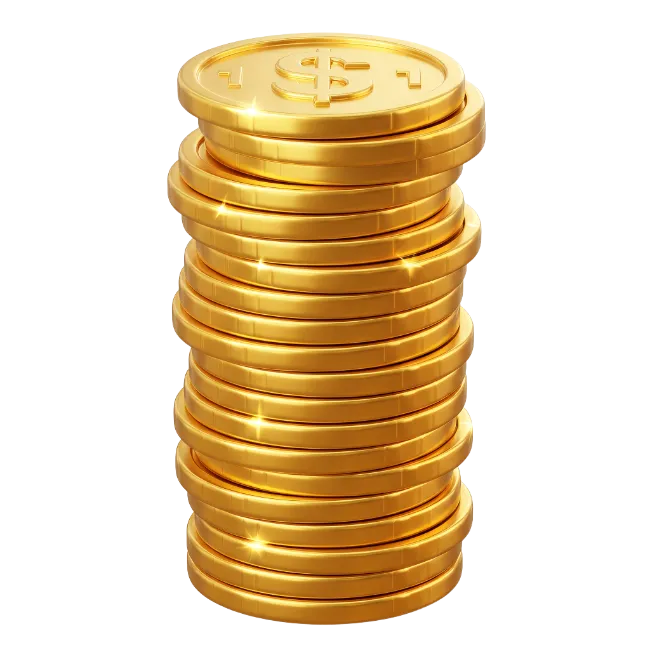 Stack of Shiny Gold Dollar Coins