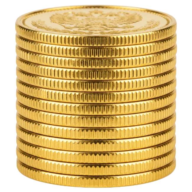 Stack of shiny golden coins