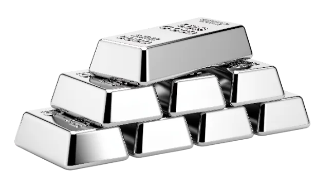 Stack of Shiny Silver Bullion Bars