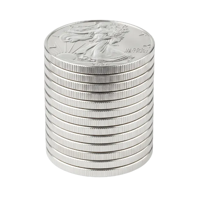 Stack of Silver American Eagle Coins