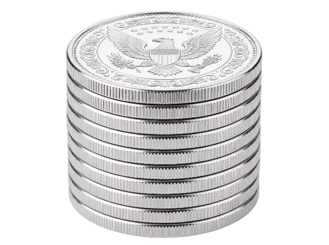 Stack of Silver Coins with Eagle Design