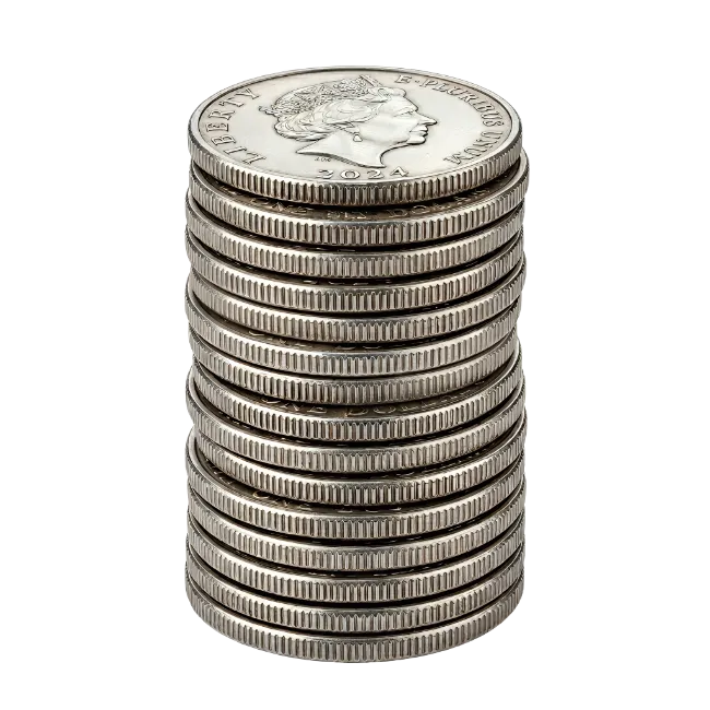 Stack of Silver Coins with Queen Elizabeth II Profile