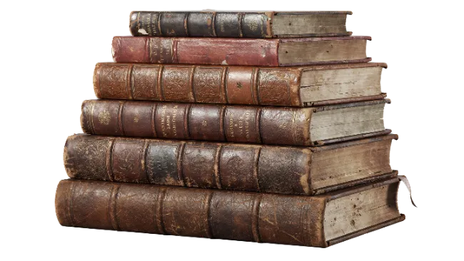 Stack of Vintage Leather Bound Books