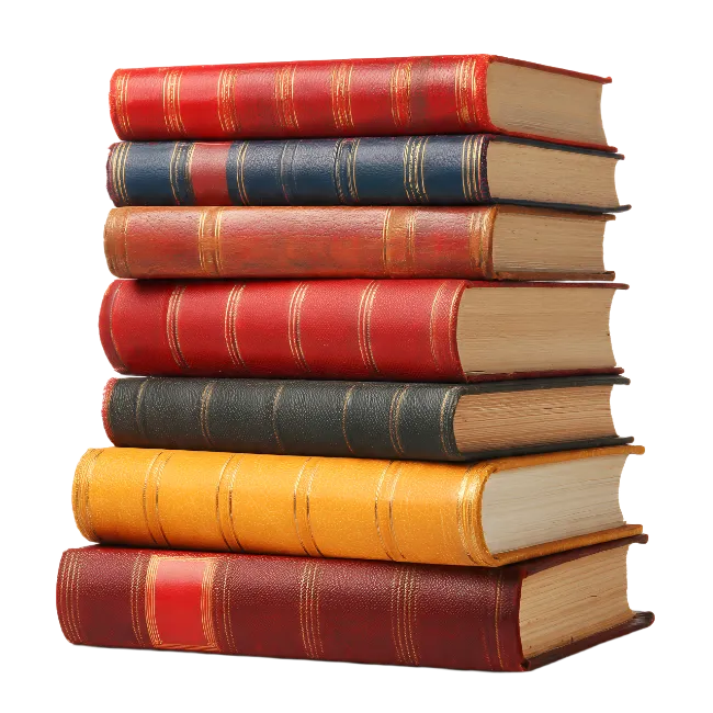 Stack of vintage leather bound books