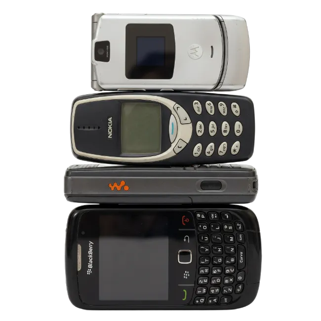 Stack of Vintage Mobile Phones