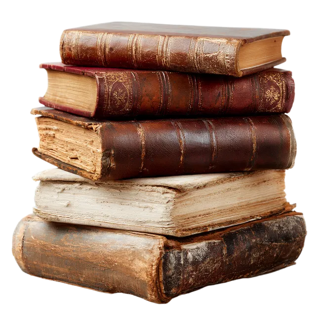 Stack of Vintage Old Leather Books
