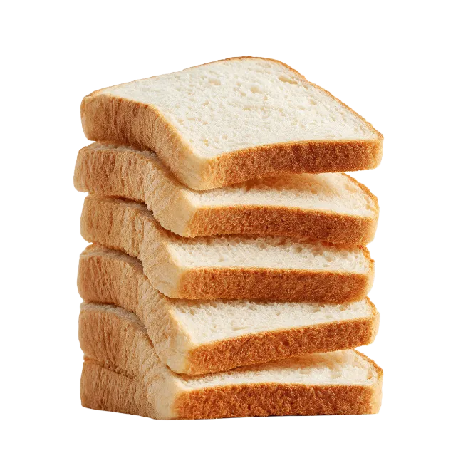 Stack of white bread slices