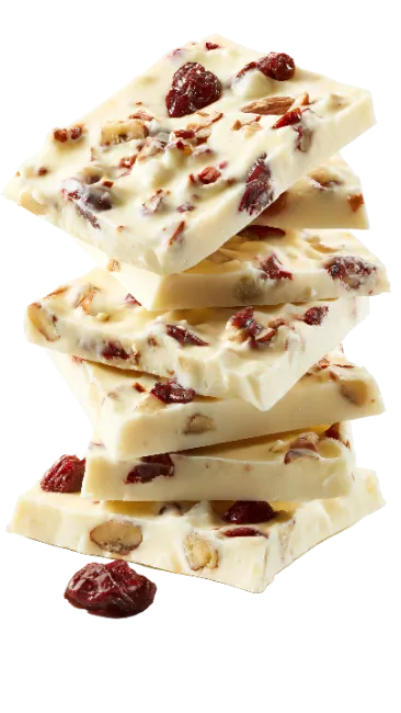 Stack of White Chocolate Bars with Cranberries and Nuts