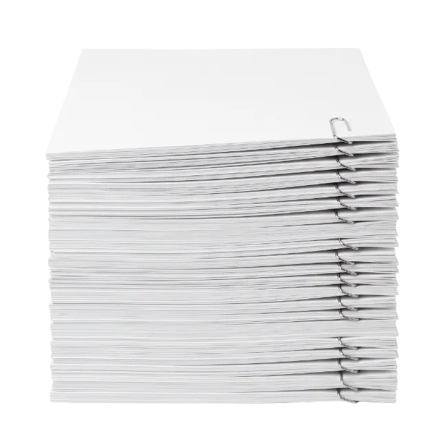 Stack of white paper fastened with binder clips