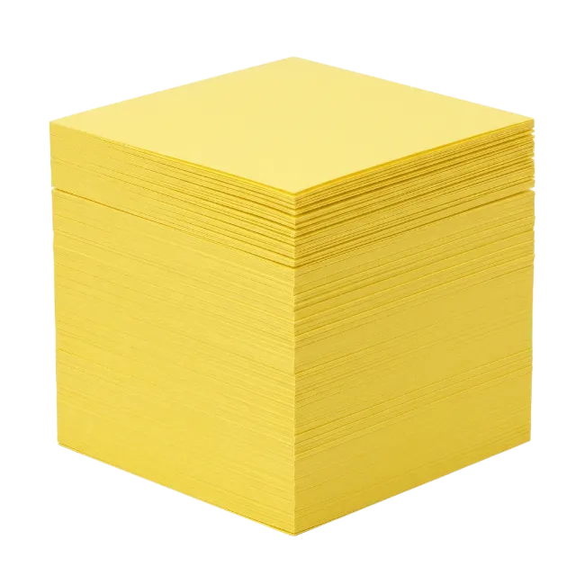 Stack of yellow sticky notes paper cube