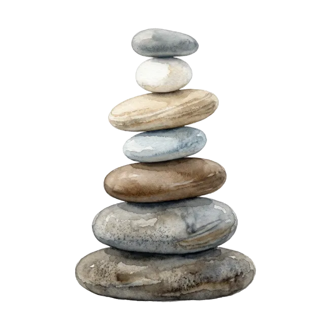 Stacked Balance Stones Watercolor Illustration