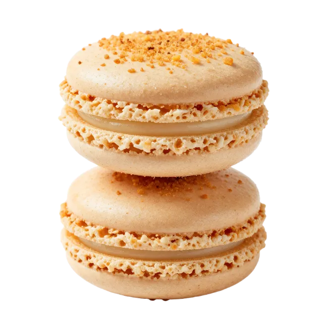 Stacked Caramel Macarons with Crumble