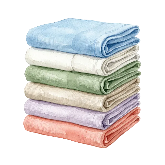 Stacked Folded Towels Watercolor Illustration