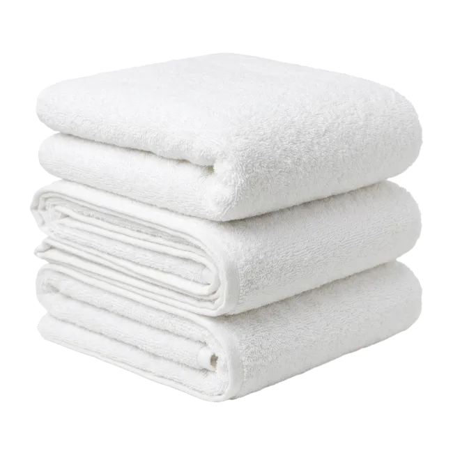Stacked White Bath Towels