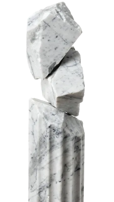 Stacked White Marble Sculptural Column