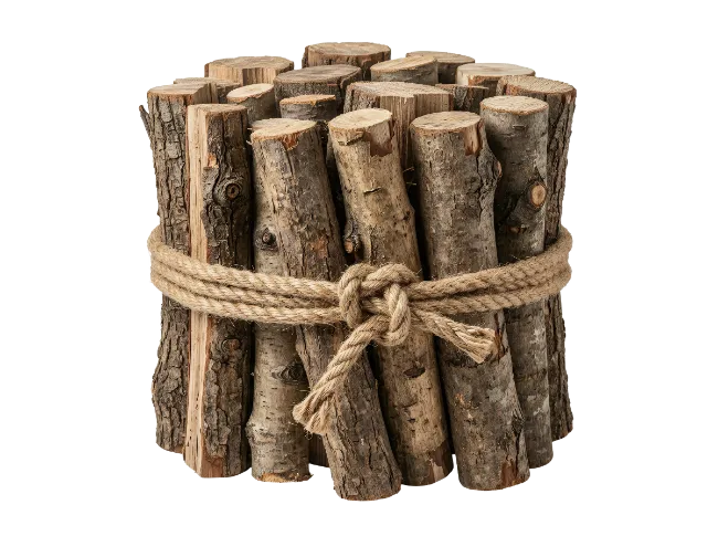Stacked Wood Logs Tied With Rope