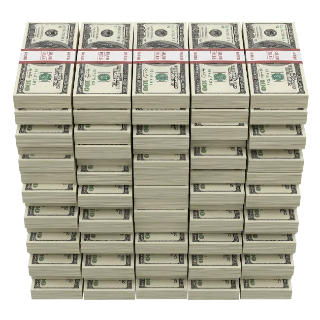 Stacks of one hundred US dollar bills