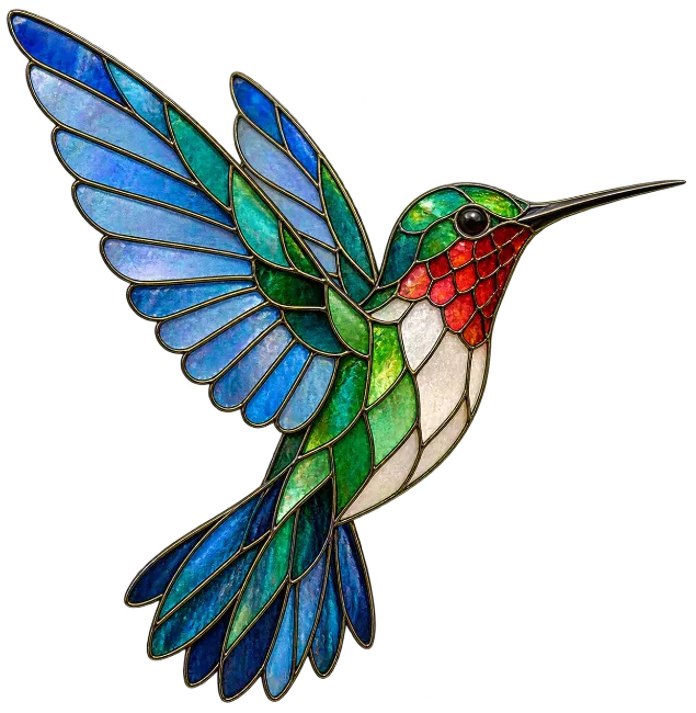 Stained Glass Hummingbird Art Illustration