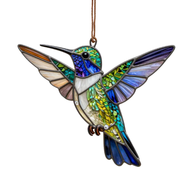 Stained Glass Hummingbird Suncatcher