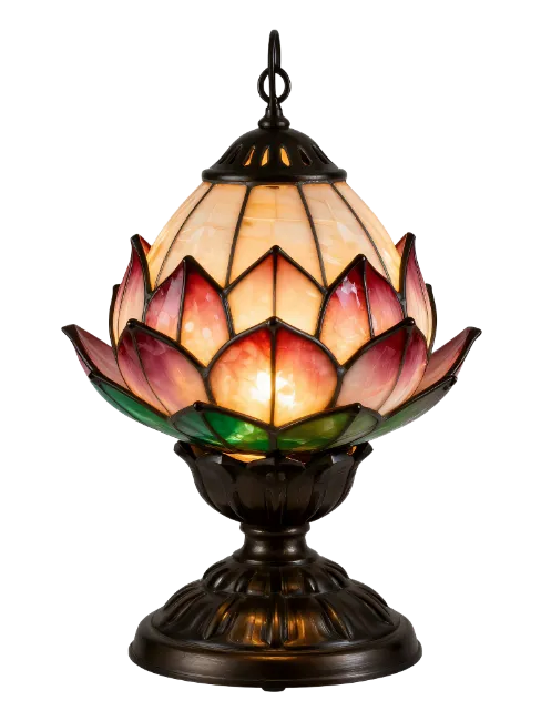 Stained Glass Lotus Flower Table Lamp