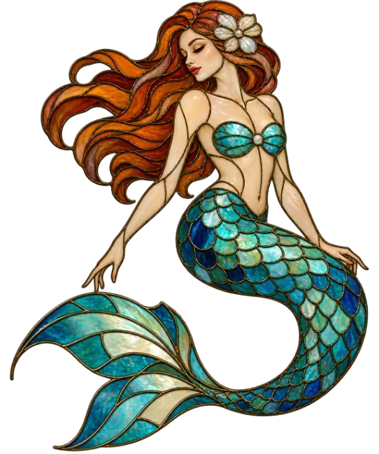 Stained Glass Mermaid Illustration