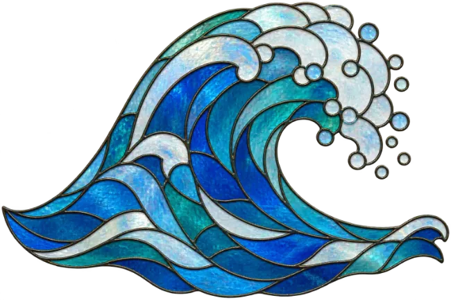 Stained Glass Ocean Wave Art