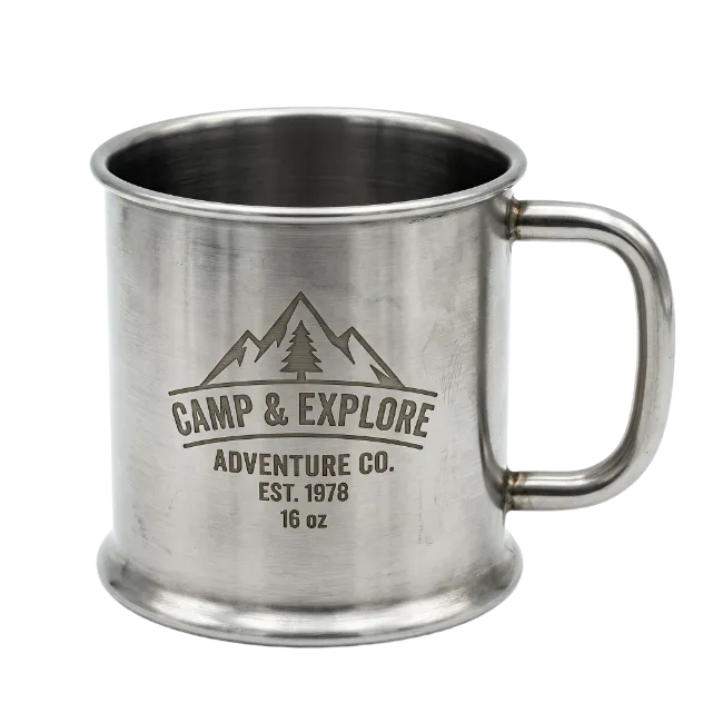 Stainless Steel Camping Mug with Adventure Logo