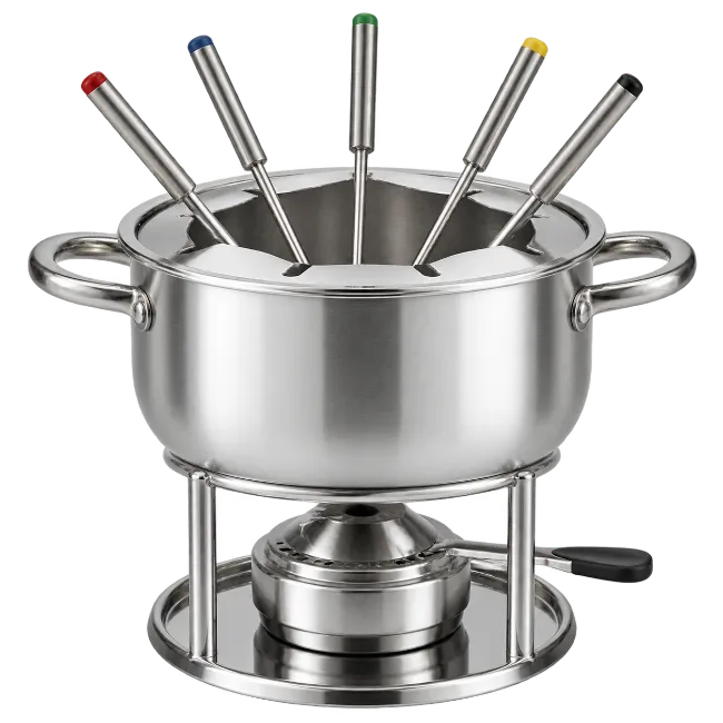 Stainless Steel Fondue Pot with Colored Forks