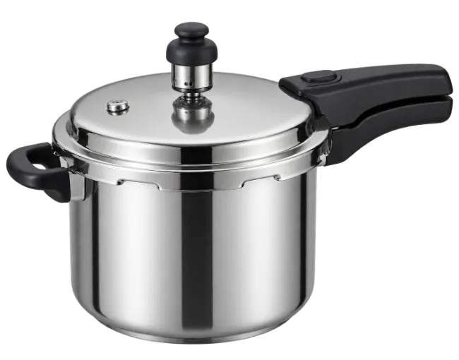 Stainless Steel Pressure Cooker with Black Handle